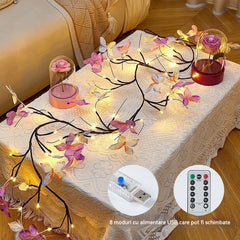 ✨ Ghirlandă Luminoasă LED Flexibilă în Formă de Liană cu Fluturi – Decorează-ți Casa cu o Atmosferă Magică și Caldă 🦋💡