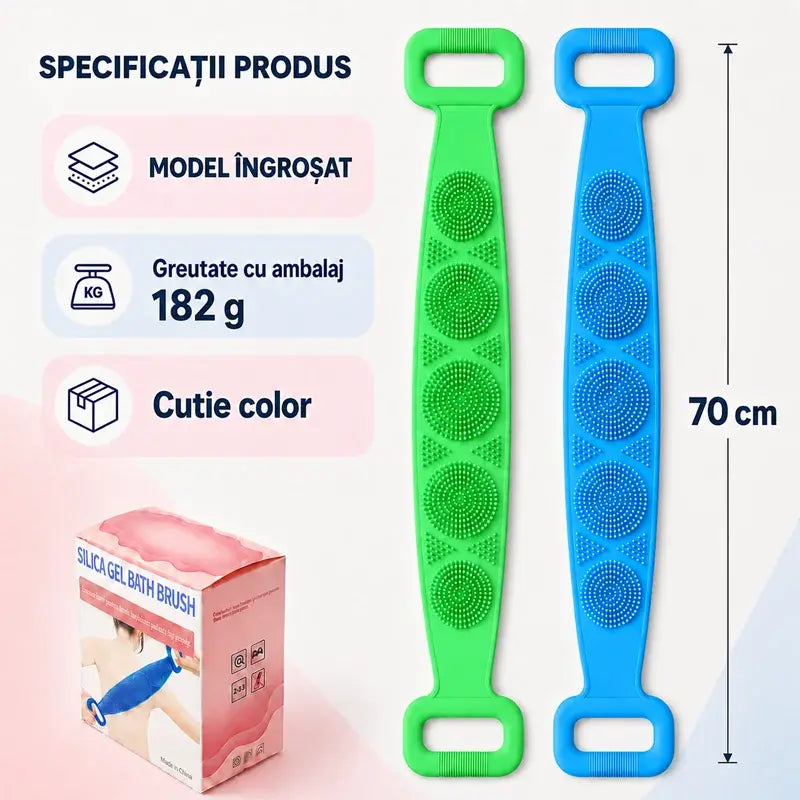 🧼✨ 【Cumpără 1, primești 1 gratis】 Prosop pentru duș, din silicon cu două straturi, model lung și gros(70 cm/180 g)