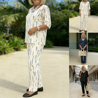 【Oferta ograniczona czasowo】【Manga corta + pantalón largo】【S-5XL】Nuevo conjunto casual de moda cómodo y de alta calidad para mujer 2026