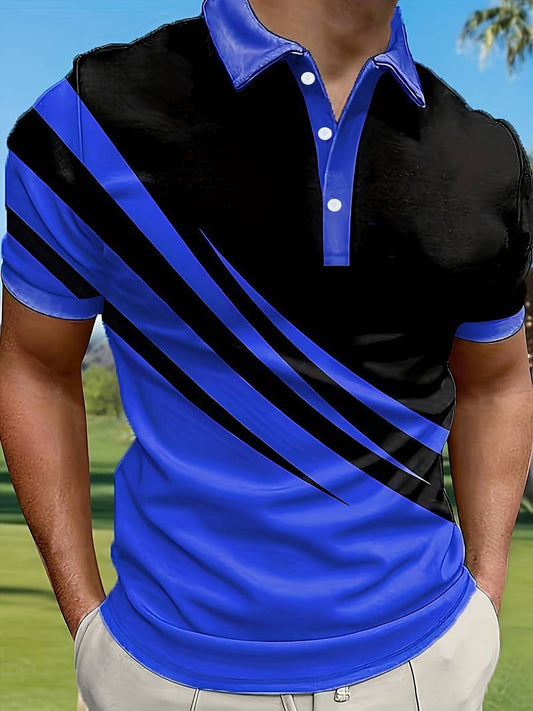 【S-6XL】 Nueva camiseta polo de hombre de verano con estampado a rayas en 3D