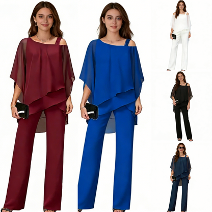 【50-120KG】Conjunto de dos piezas para mujer, conjunto de hombros descubiertos agradable para la piel【Top + Pantalones】