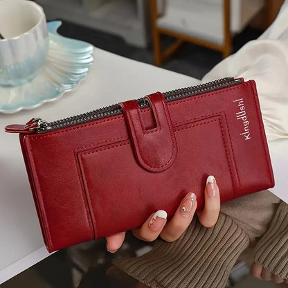 💰【Compra 1 y obten 1 gratis】Cartera vintage de piel auténtica con doble cremallera y ranura para múltiples tarjetas para mujer_3844304