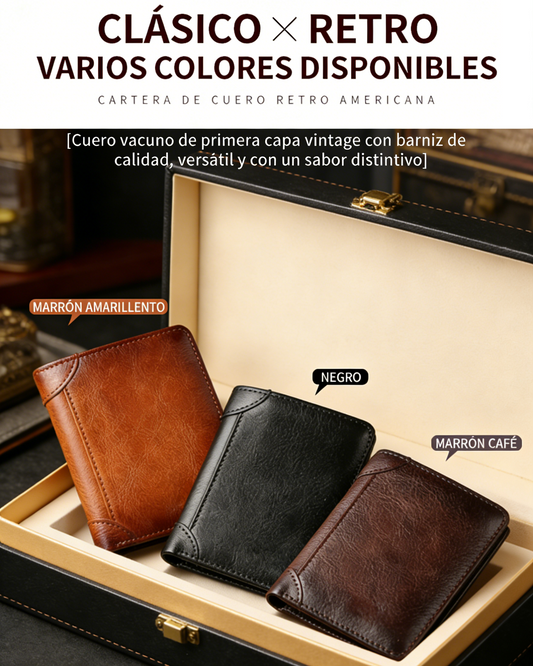 Nueva cartera antirrobo de cuero genuino para hombre