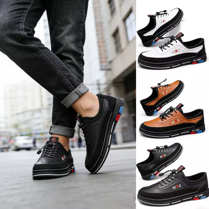 【39-48】Los zapatos de negocios casuales para hombre están hechos de cuero impermeable y resistente a las manchas con una suela suave para un uso cómodo.
