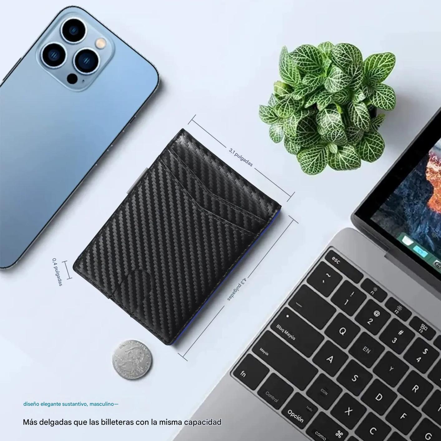 【Descuento por tiempo limitado】Imprescindible para hombres，Cartera minimalista para hombre con función de protección RFID