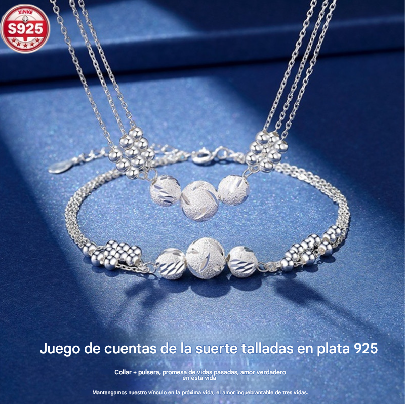 Collar ligero y lujoso + pulsera de cuentas de la suerte
