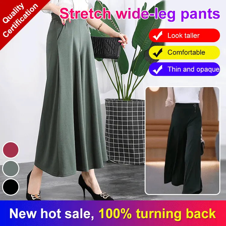 ❤️❤️【M-5XL】2026 Pantaloni noi de dama de vară picioare late mătase de gheață până la glezne