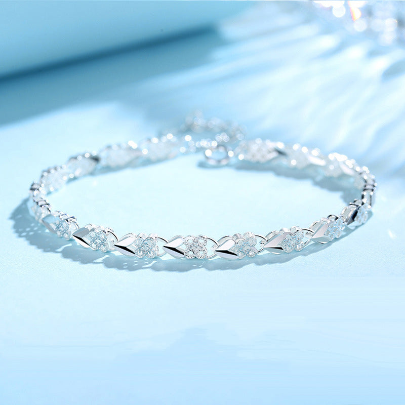 【Compre 1 y obtenga 1 gratis】Me encanta la nueva pulsera de plata 925 con trébol de cuatro hojas para mujer, ¡a la moda!【descuento】