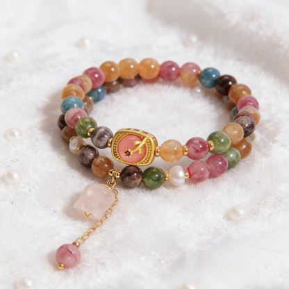 Pulsera de turmalina natural colorida