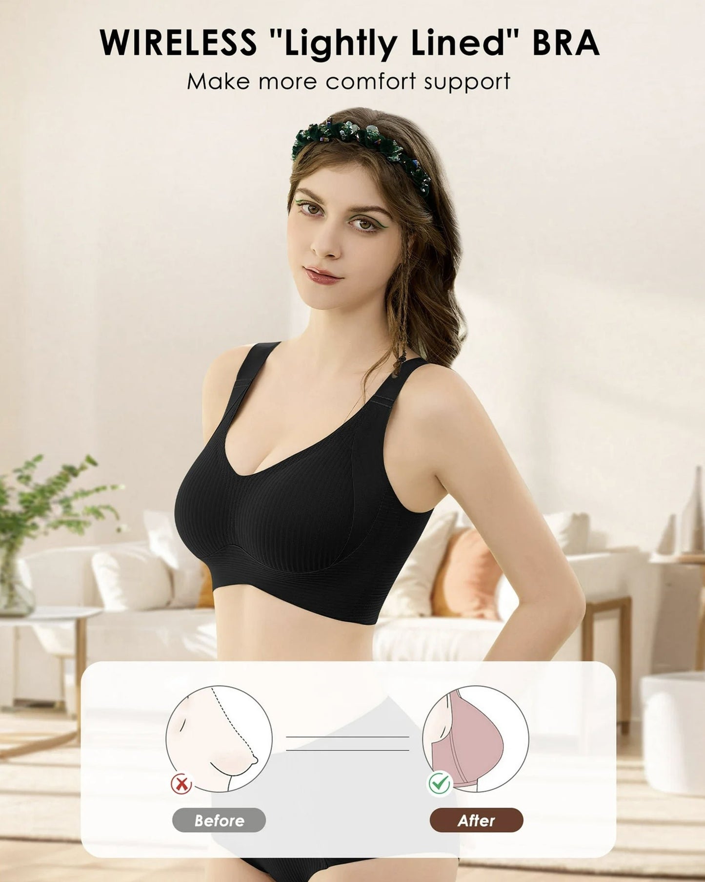 【Paquete de 4】Sujetador inalámbrico de una pieza para mujer【40-95 kg】