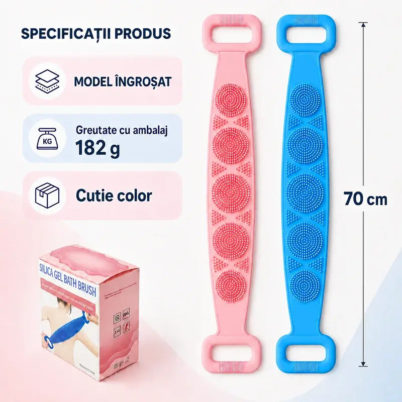 🧼✨ 【Cumpără 1, primești 1 gratis】 Prosop pentru duș, din silicon cu două straturi, model lung și gros(70 cm/180 g)