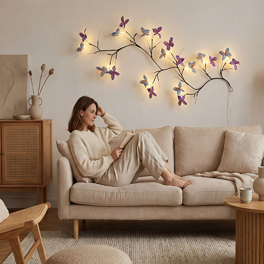 ✨ Ghirlandă Luminoasă LED Flexibilă în Formă de Liană cu Fluturi – Decorează-ți Casa cu o Atmosferă Magică și Caldă 🦋💡