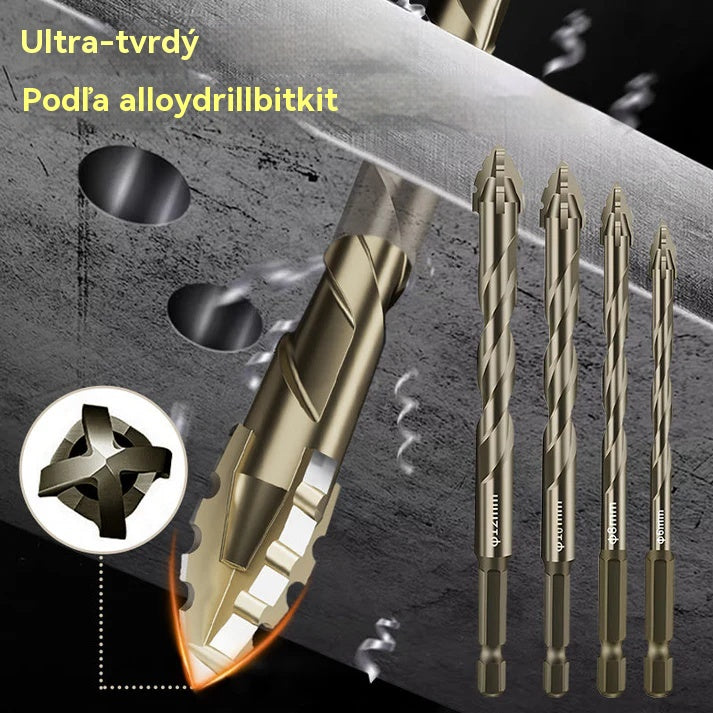 Sada vysokovýkonných excentrických vrtákov so 4 drážkami