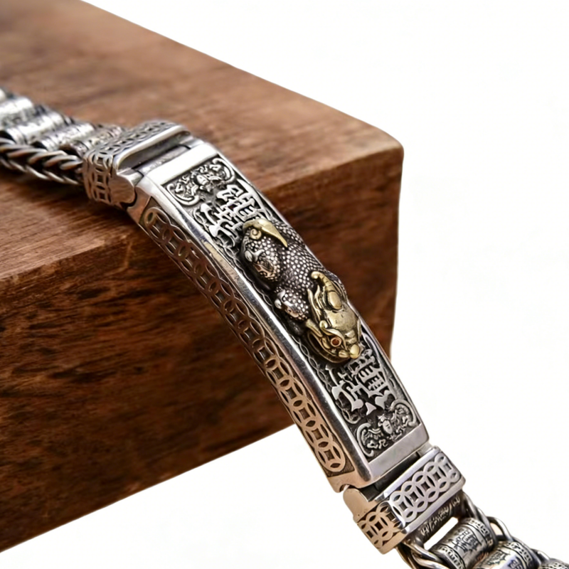 Pulsera de plata de ley para atraer la riqueza y la buena suerte