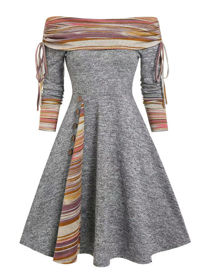 【40-100 KG】Vestido de un hombro de manga larga de otoño e invierno, cálido y moderno-3855775