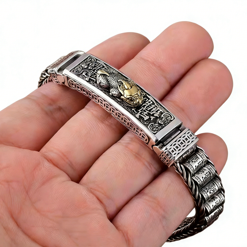 Pulsera de plata de ley para atraer la riqueza y la buena suerte