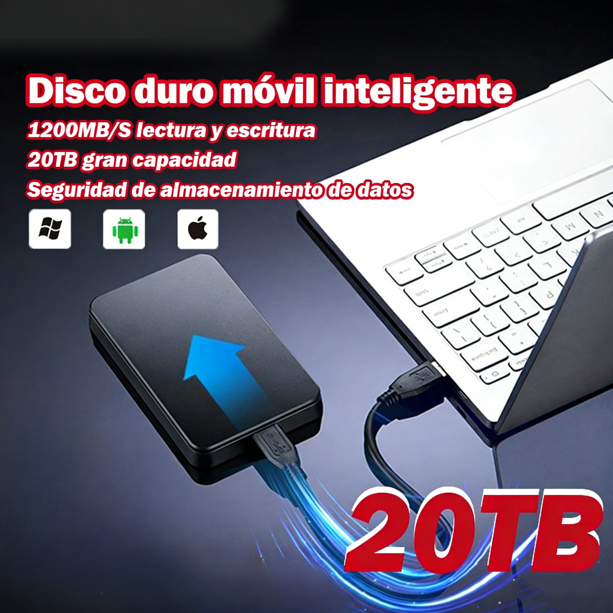 Disco duro móvil de gran capacidad de 20TB + Office original gratis + Adobe
