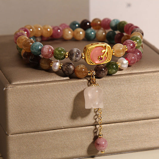 Pulsera de turmalina natural colorida