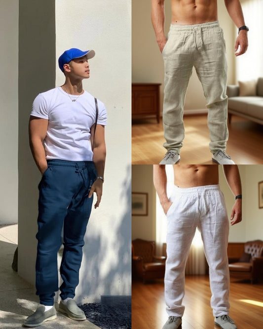【Cumpărați 1 obțineți 1】 【S-4XL】Pantaloni sport de vară noi pentru bărbați pentru 2025, dimensiuni mari, versiune largă din bumbac respirabil și material de in_4043128