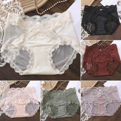 【6 pares】 Braguitas de encaje de talle alto que realzan las caderas