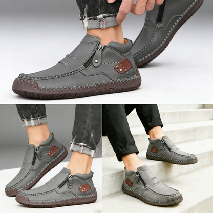 【38-48】Zapatos de conducción de cuero hechos a mano para hombre, sin cordones, con punta ancha y soporte para el arco