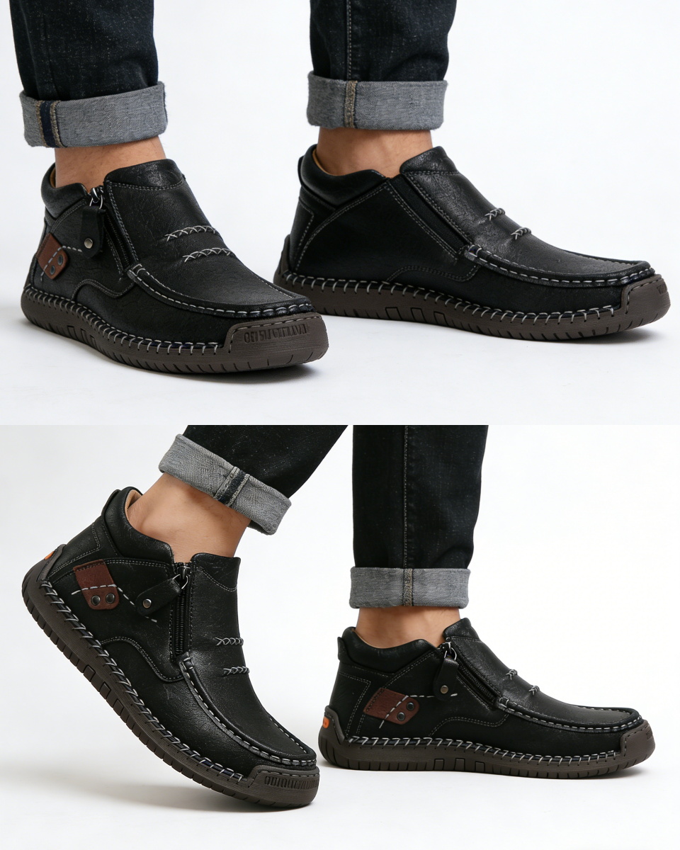 【38-48】Zapatos de conducción de cuero hechos a mano para hombre, sin cordones, con punta ancha y soporte para el arco
