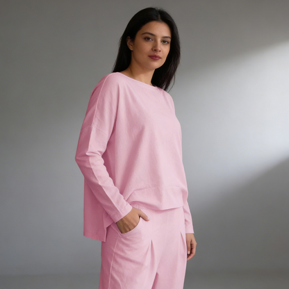 conjunto casual sencillo de algodón 2026 primavera-otoño, versátil para el día a día y el trabajo