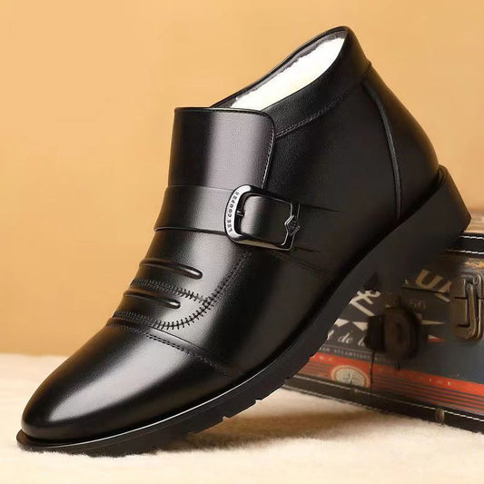 Zapatos de Cuero para Hombre 🧑‍🎄 Suela Gruesa, Cálidos y Esponjosos para Invierno ❄️ [Tallas 39-44]_3849562