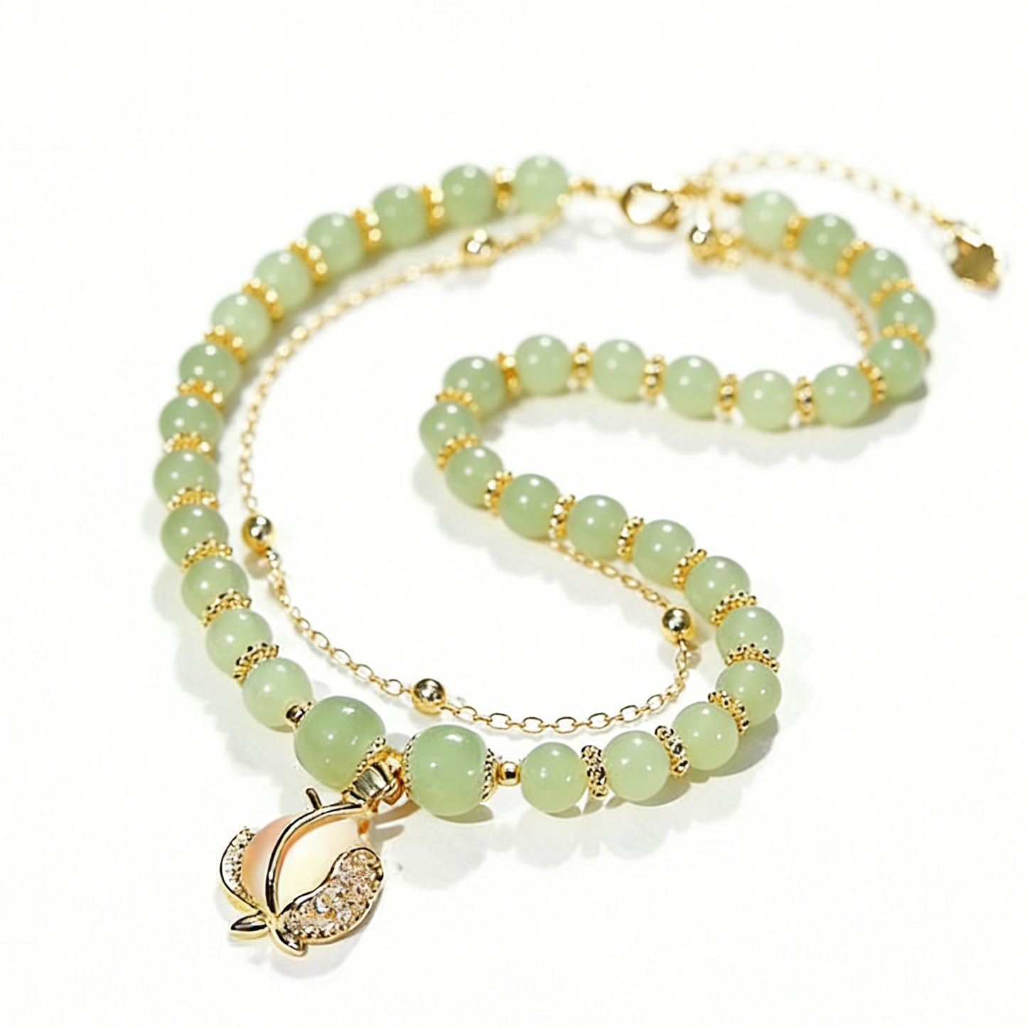 2 pulseras de oro de 14K con jade Hetiano-E
