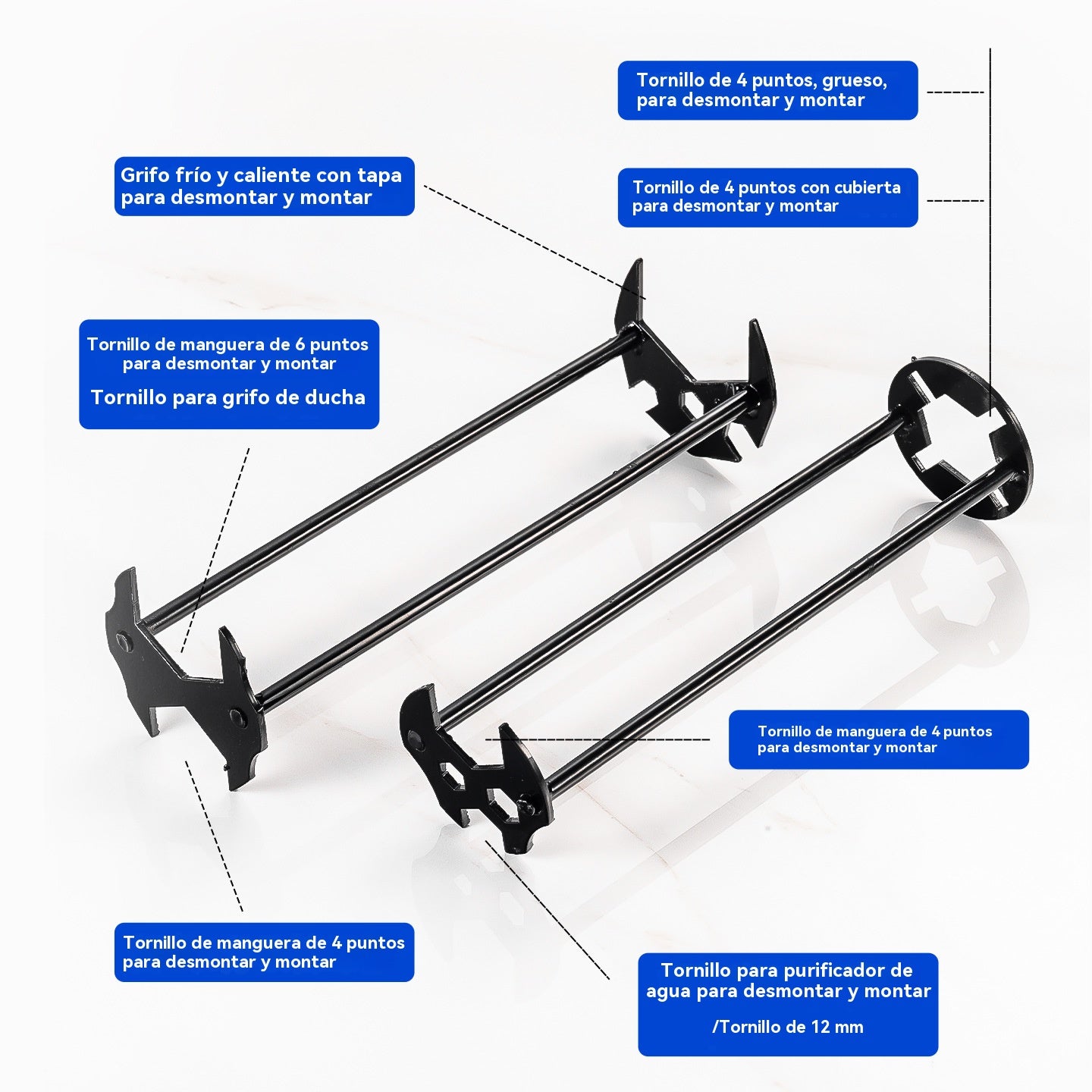 【Compra 1 y llévate 1 gratis】Llave multiusos para lavabos, manguito para grifos, llave para lavabos de baño para mantenimiento, instalación y desmontaje.
