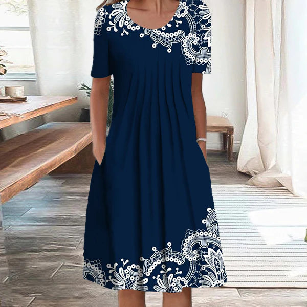 🌺👗【S-5XL】Moderna haljina s printom i okruglim izrezom