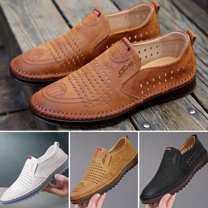 【Tallas 38-44】2026 Zapatos casuales transpirables con agujeros, cuero genuino hecho a mano, suela suave, antideslizantes
