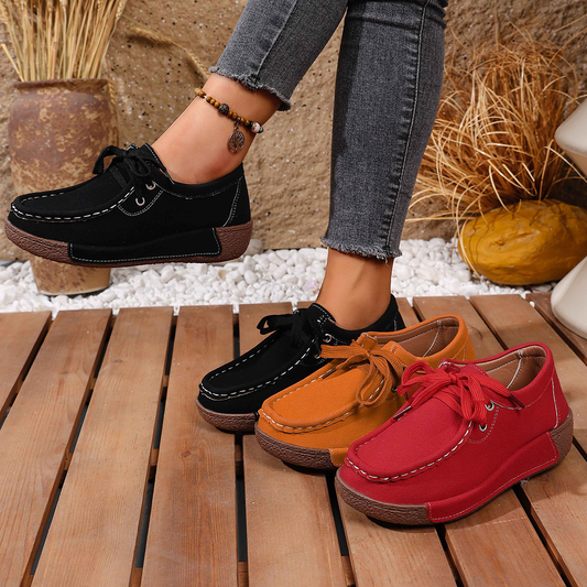 🔥🌟【50% de descuento】【36-43】Zapatos de mujer con suela gruesa y punta redonda – Calzado moderno y cómodo con soporte para los pies, que absorbe los impactos y ayuda a mantener una postura correcta.