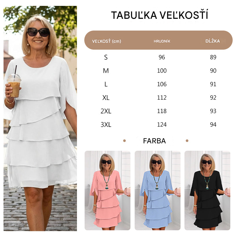 【S-3XL】Elegantné viacvrstvové šaty s volánikmi na manžetách, štýlové a sofistikované