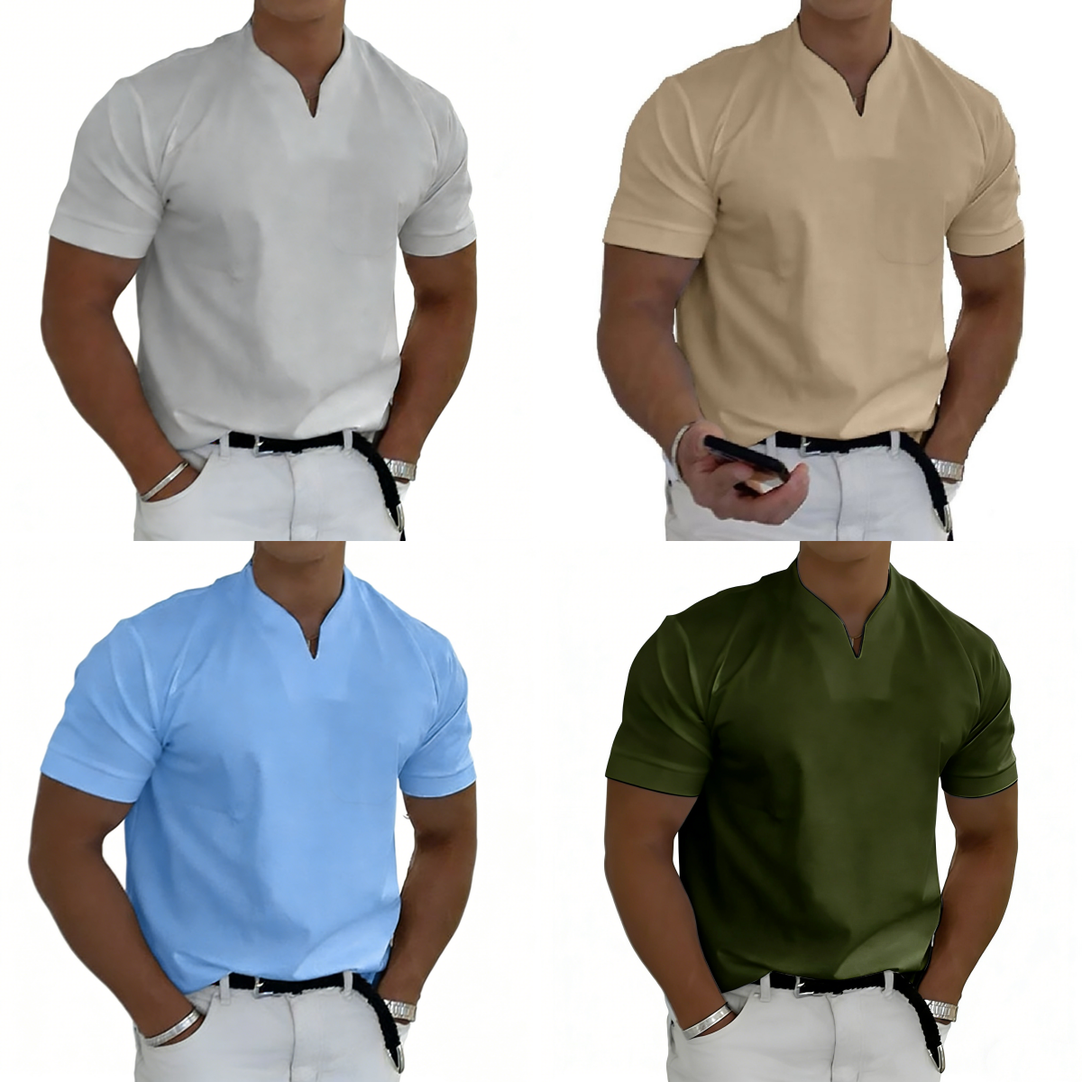 💪👔Polo deportivo para hombre en tallas grandes, de algodón elástico
