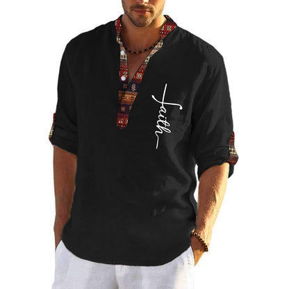 T-shirt pentru bărbați, de marime mare, din bumbac, cămăși cu decolteu în V_4046146