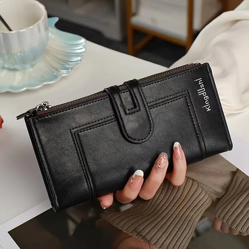 💰【Compra 1 y obten 1 gratis】Cartera vintage de piel auténtica con doble cremallera y ranura para múltiples tarjetas para mujer_3844304