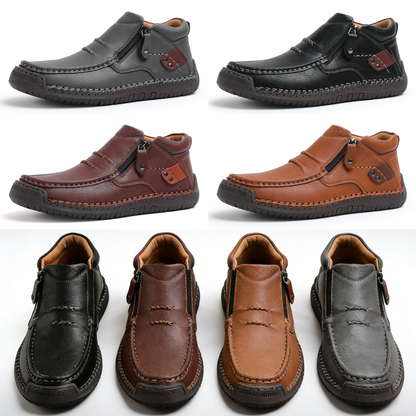 【38-48】Zapatos de conducción de cuero hechos a mano para hombre, sin cordones, con punta ancha y soporte para el arco