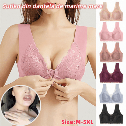 【3 piezas】Sujetador de talla grande con hebilla frontal, sexy, sin aro de acero, ropa interior con espalda hermosa