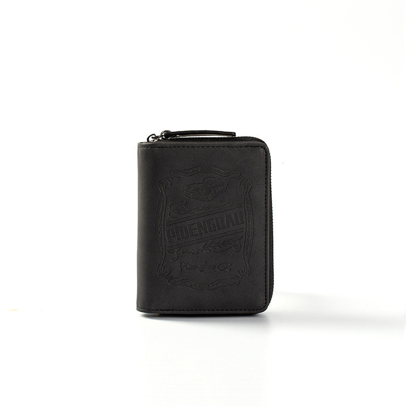 【Disponible en 4 colores】 Cartera de hombre de cuero genuino estilo retro, hecha a mano, con cremallera y ranura para varias tarjetas.