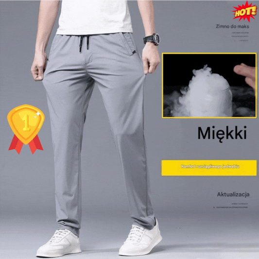 【Kup 1, a 1 dostaniesz gratis】【40-115 kg】Nowe spodnie z elastycznego jedwabiu na wiosnę i lato 2025--Dwa kawałki-4060564