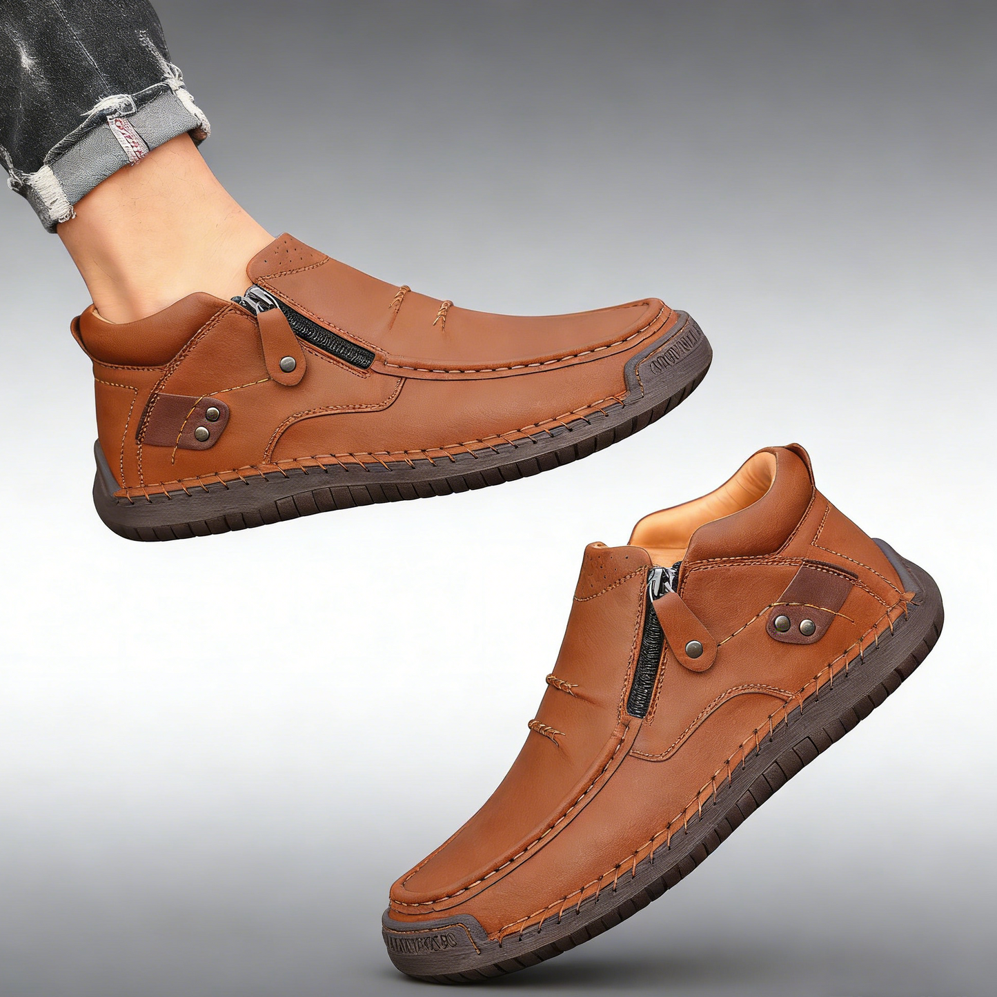 【38-48】Zapatos de conducción de cuero hechos a mano para hombre, sin cordones, con punta ancha y soporte para el arco