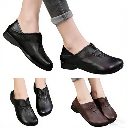 👡【35-42】2026 nuevos zapatos sin cordones de suela suave con lazo, piel de vaca de alta calidad, simples y exquisitos