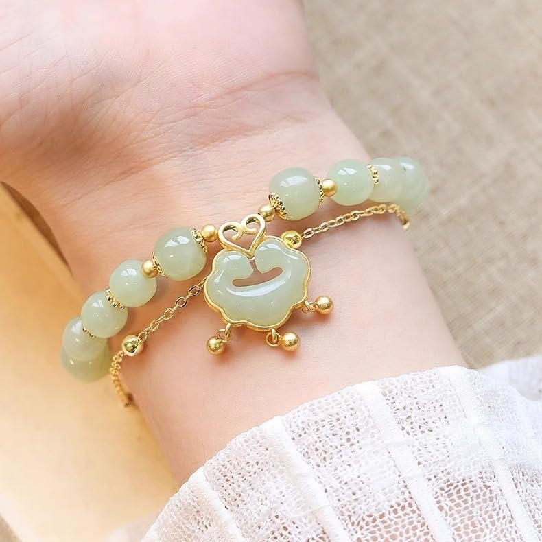 Nueva pulsera de jade hetiano en oro de 14 quilates