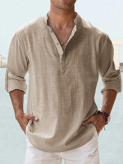 【S-5XL】Camisa de manga larga para hombre, material de algodón y lino.