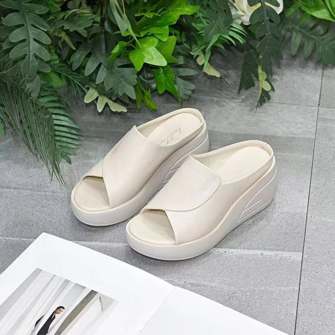 【Tacón de 5,5 cm】Sandalias de cuña con suela blanda