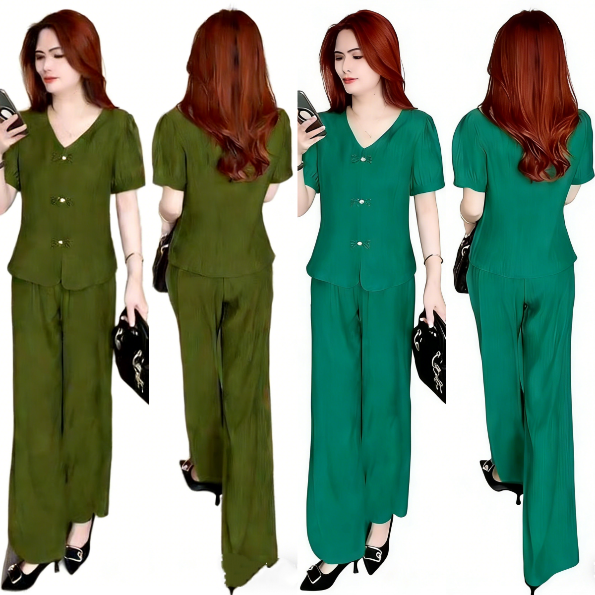 【M-5XL】【Camiseta + Pantalones Anchos】Conjunto de moda en seda de hielo 2026