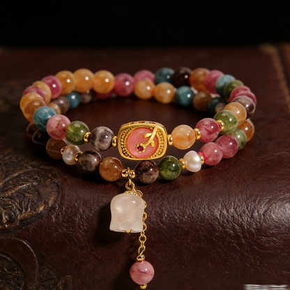 Pulsera de turmalina natural colorida