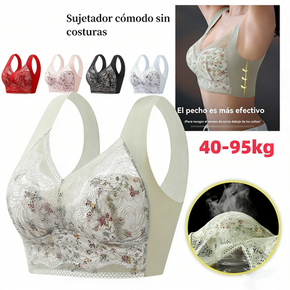 Sujetador de seda helada sin costuras, talla grande, transpirable y ajustable [40 kg-100 kg]