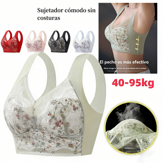 Sujetador de seda helada sin costuras, talla grande, transpirable y ajustable [40 kg-100 kg]